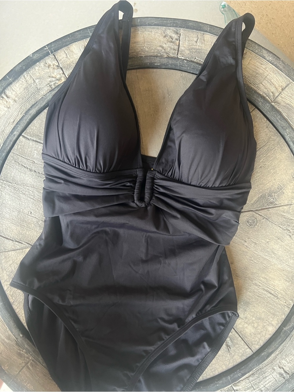Bleu Rod Beattie Black Twist-Front One-Piece Swimsuit
